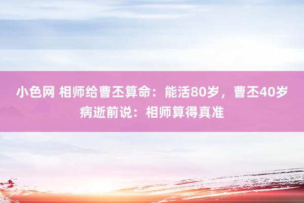 小色网 相师给曹丕算命：能活80岁，曹丕40岁病逝前说：相师算得真准