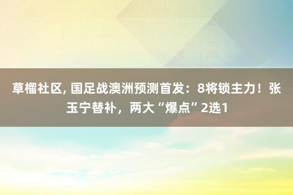 草榴社区， 国足战澳洲预测首发：8将锁主力！张玉宁替补，两大“爆点”2选1