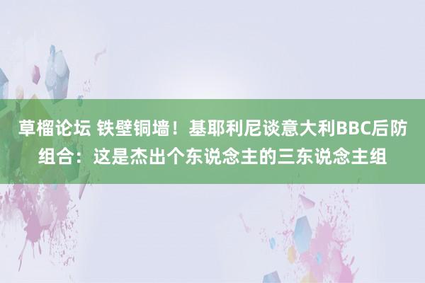 草榴论坛 铁壁铜墙！基耶利尼谈意大利BBC后防组合：这是杰出个东说念主的三东说念主组