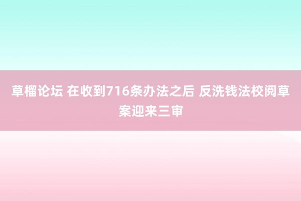 草榴论坛 在收到716条办法之后 反洗钱法校阅草案迎来三审