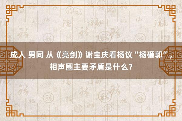 成人 男同 从《亮剑》谢宝庆看杨议“杨砸郭”，相声圈主要矛盾是什么？