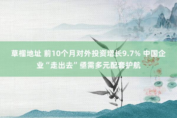 草榴地址 前10个月对外投资增长9.7% 中国企业“走出去”亟需多元配套护航