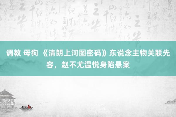 调教 母狗 《清朗上河图密码》东说念主物关联先容，赵不尤温悦身陷悬案