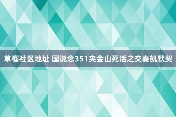 草榴社区地址 国说念351夹金山死活之交奏凯默契