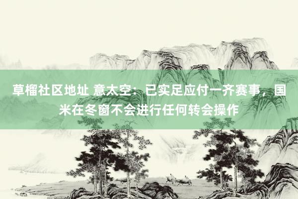 草榴社区地址 意太空：已实足应付一齐赛事，国米在冬窗不会进行任何转会操作