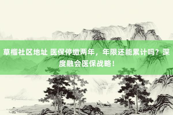 草榴社区地址 医保停缴两年，年限还能累计吗？深度融会医保战略！