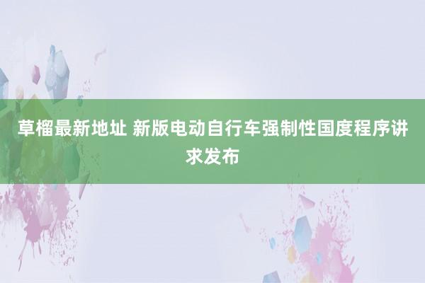 草榴最新地址 新版电动自行车强制性国度程序讲求发布